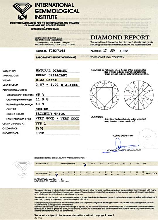 Foto 9 - Diamant IGI 0,22 Carat Brillant River VVS1 VG/VG, D5755