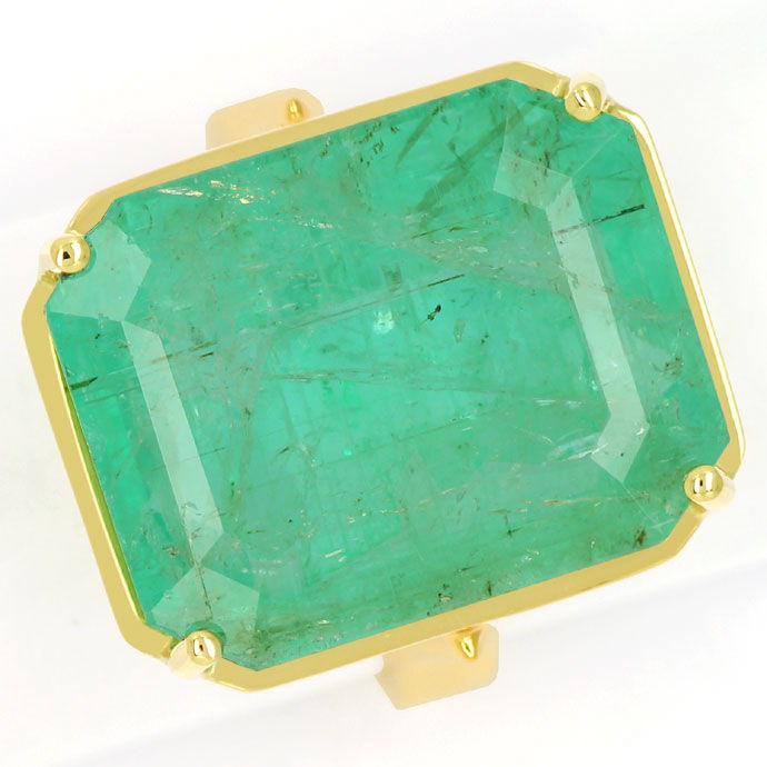 Foto 4 - Goldring mit riesigem 21ct großen Smaragd im Emeraldcut, R9207